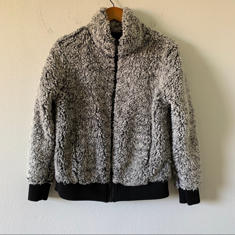 Gray With Black Trim Teddy Jacket - Picture 3 of 12